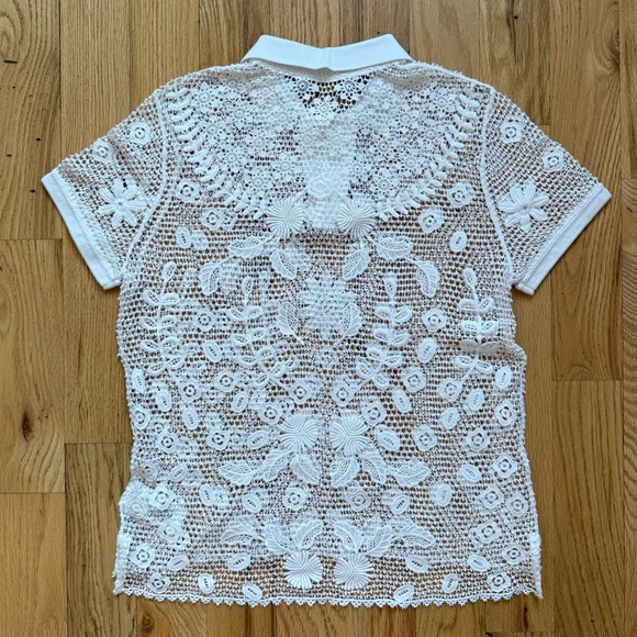 Polo Ralph Lauren Lace Polo Shirt in White - Picture 7 of 14